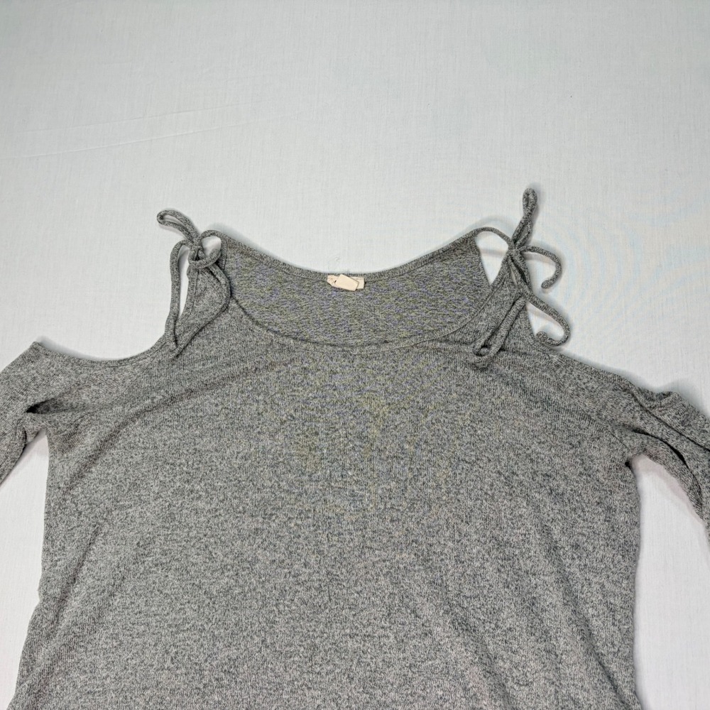 Garage Womens Gray Long Sleeve Cold Shoulder Tie Top Size‎ Small